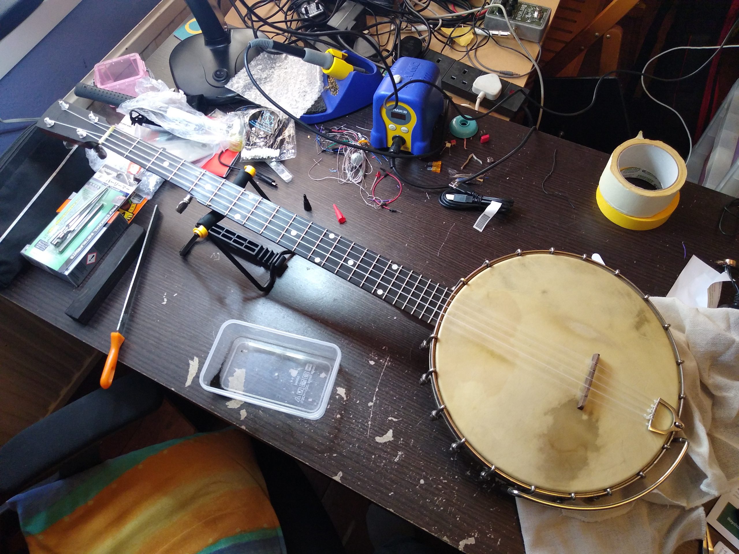 Banjo on the workbench